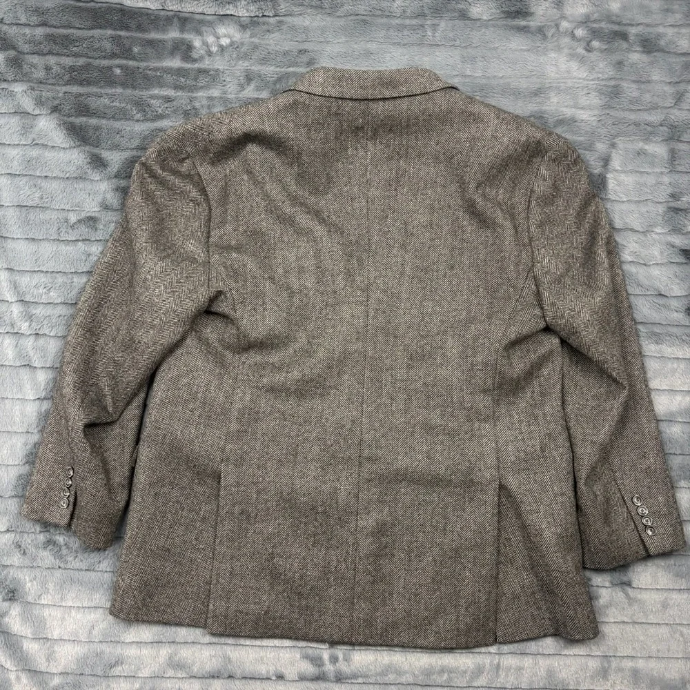 Jos A Bank 1905 Tailored Fit Herringbone Wool Blazer Sport Coat Grey Brown 48R